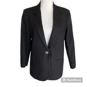 Vintage Sag Harbor Black Wool Oversized Blazer Size 6P